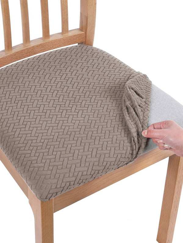 Jacquard Chair Cover Dining Chair Cover Grey Brown 1pc