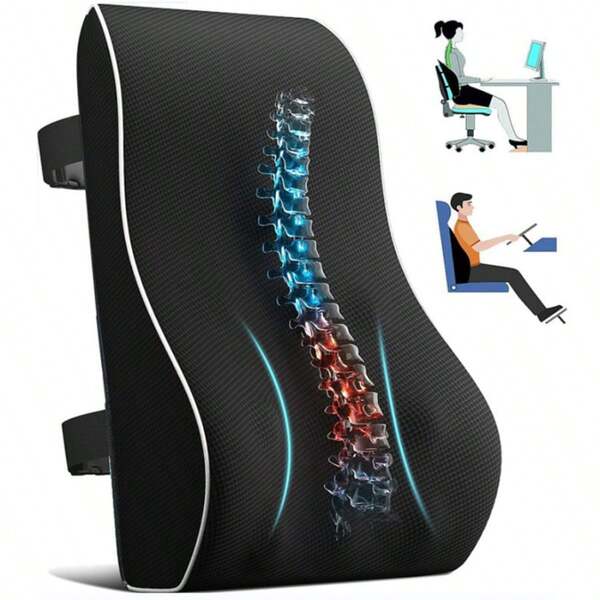 Waist Support Pillow - Birthday Gift For Ladies And Gentlemen, Ergonomic Back Support, With Breathable 3D Mesh Cover, Suitable For Office Chairs, Gaming Chairs, Cars, And Home Use (Black)